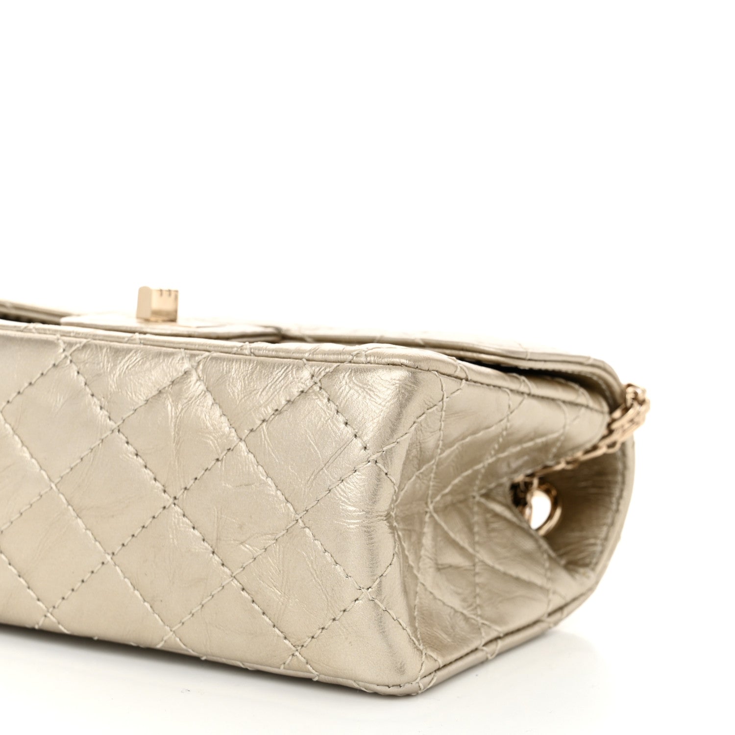 Chanel Metallic Aged Calfskin Quilted 2.55 Reissue Mini Flap Light Gold 10 of 11