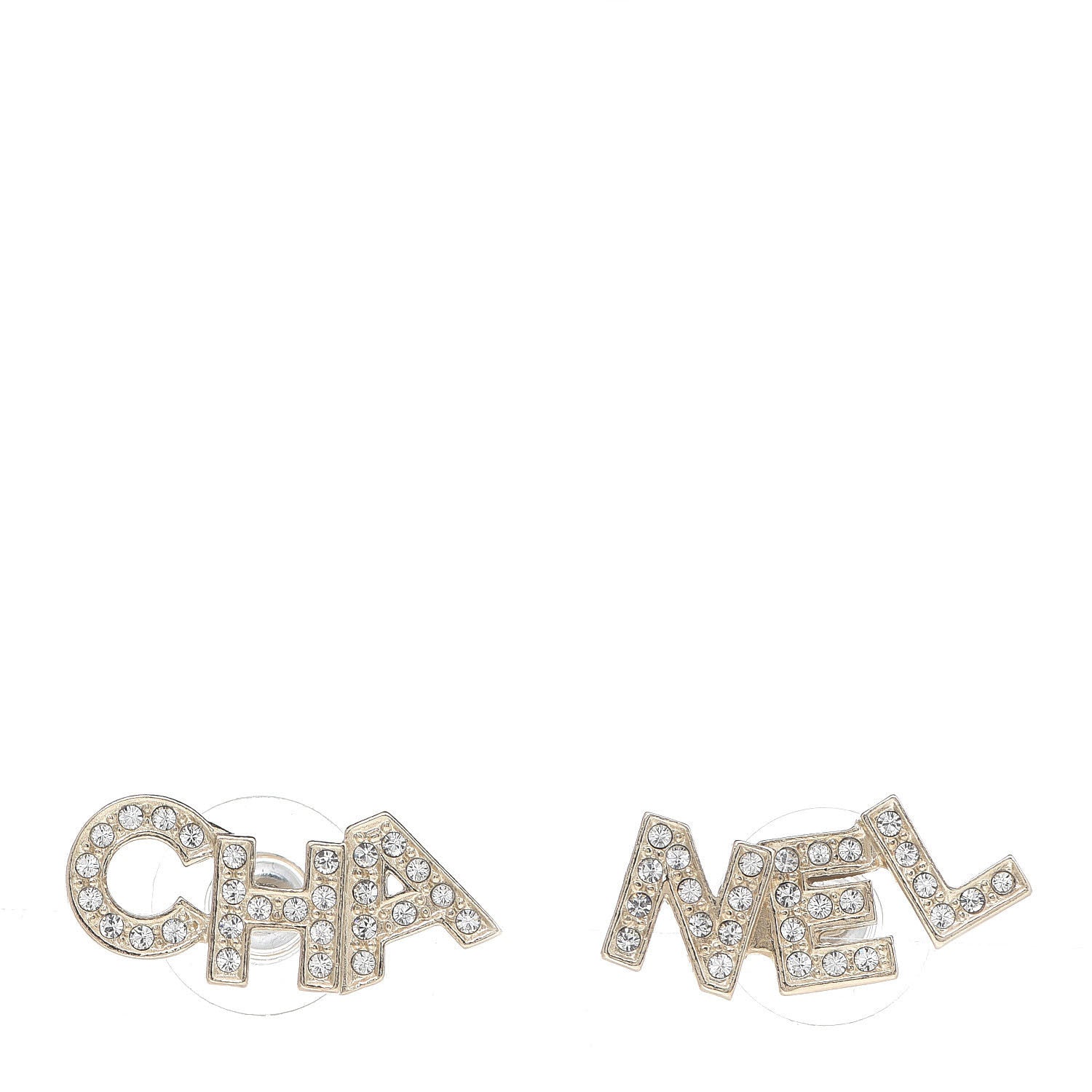 Chanel Crystal Pearl Signature Stud Earrings Gold 1 of 3