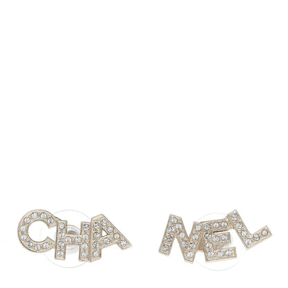 Chanel Crystal Pearl Signature Stud Earrings Gold 1 of 3