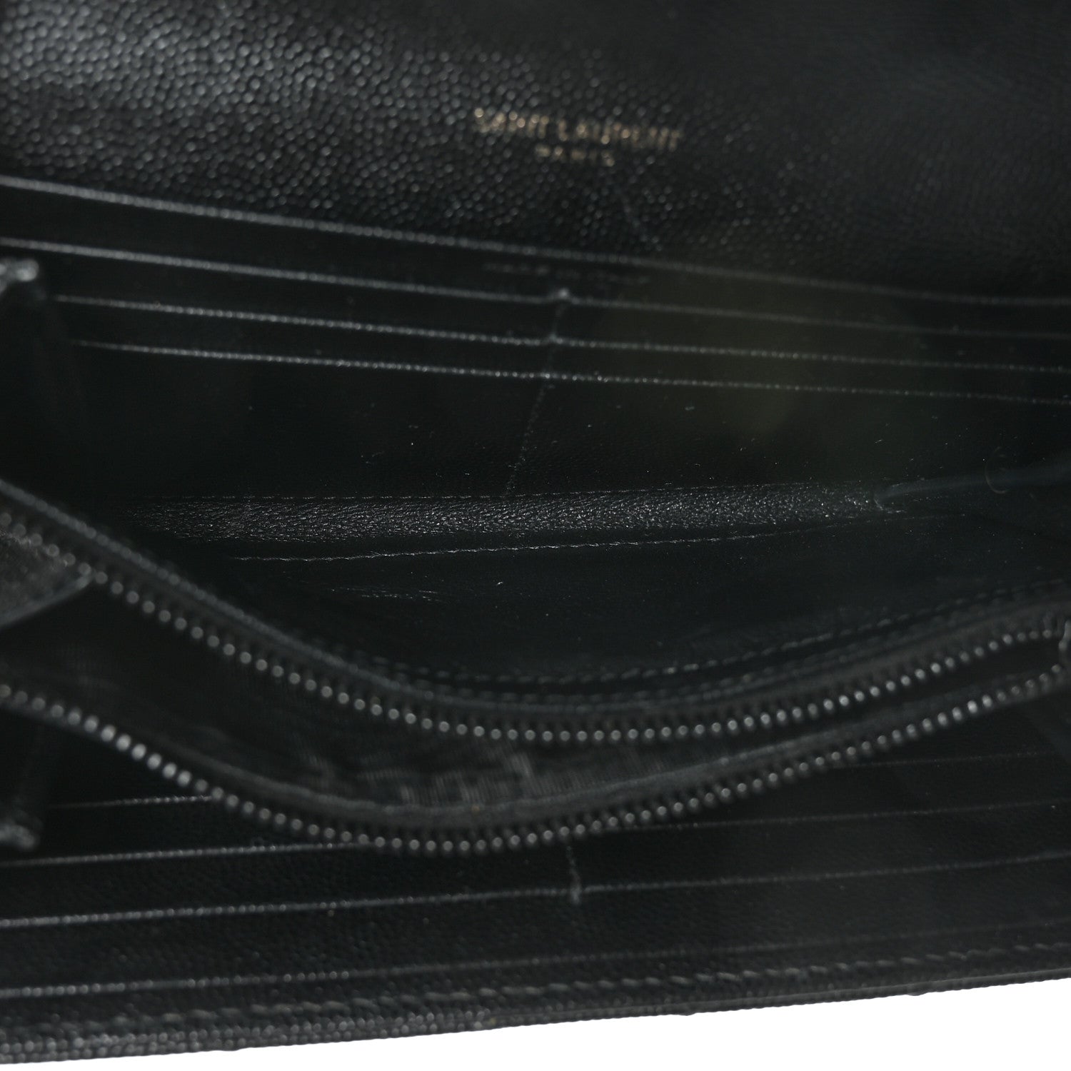 Saint Laurent Grain De Poudre Matelasse Chevron Monogram Flap Wallet Black 7 of 10