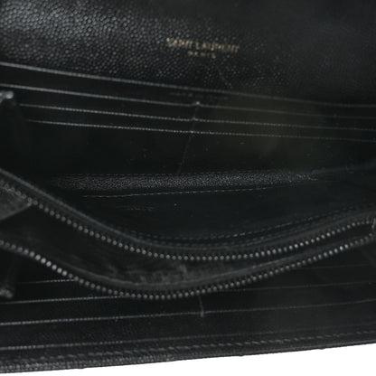 Saint Laurent Grain De Poudre Matelasse Chevron Monogram Flap Wallet Black 7 of 10