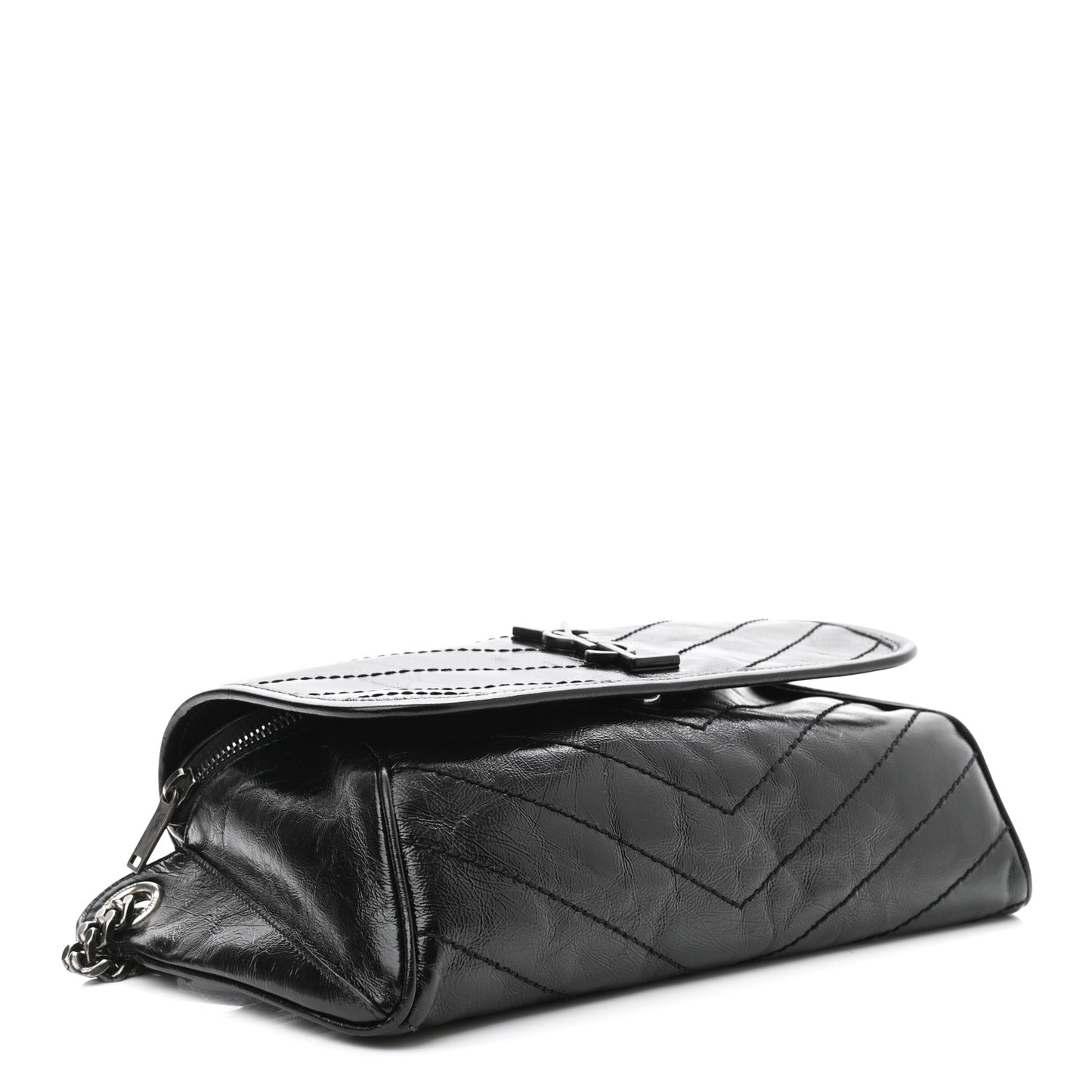 Crinkled Calfskin Matelasse Monogram Niki Body Bag Black