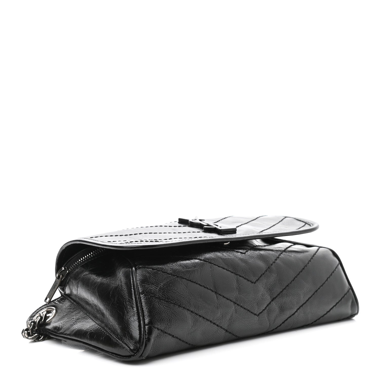 Saint Laurent Crinkled Calfskin Matelasse Monogram Niki Body Bag Black 4 of 10