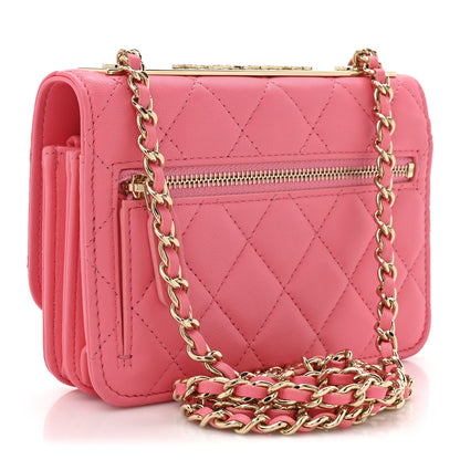 Chanel Lambskin Quilted Mini Trendy CC Wallet On Chain WOC Pink 3 of 12