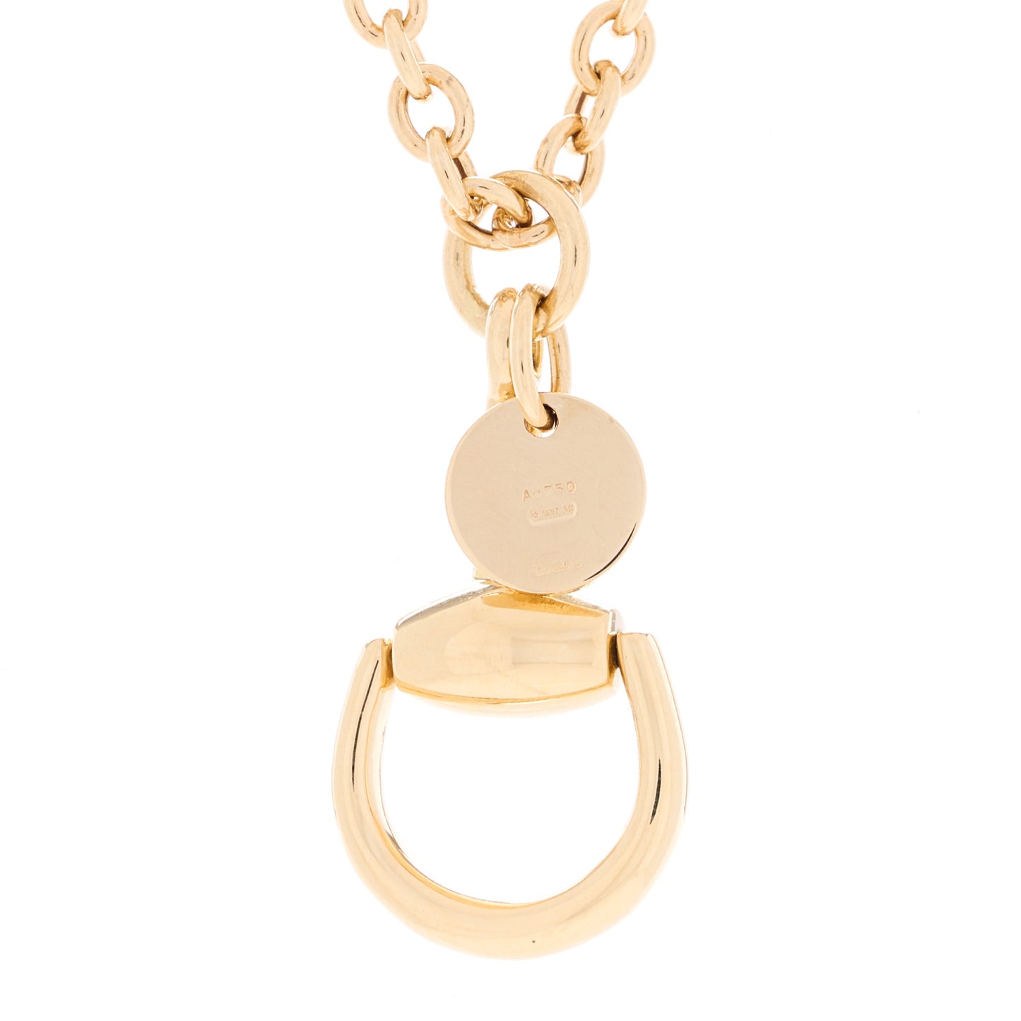18K Yellow Gold Horsebit Pendant Necklace