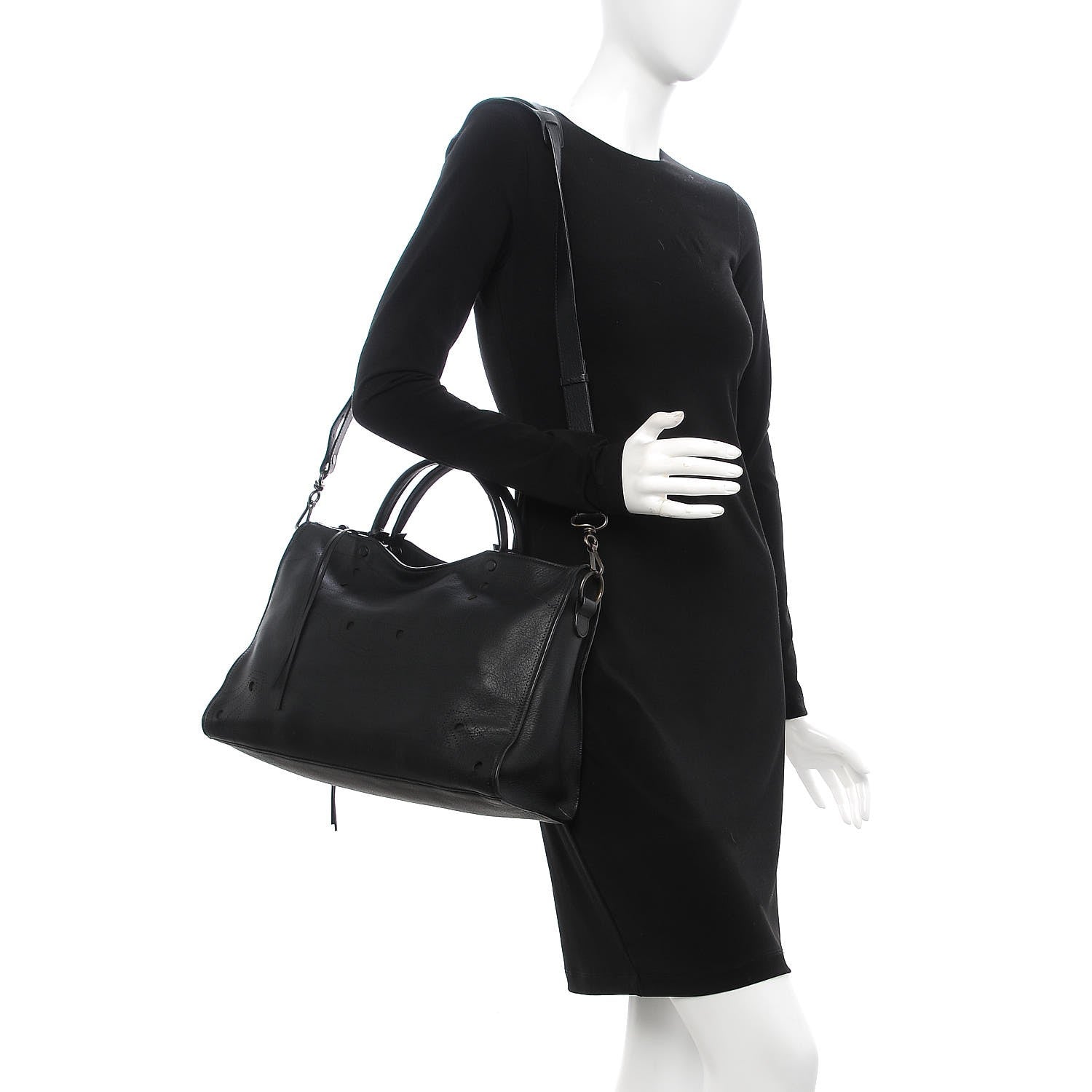 Balenciaga Veau Soyeux Perforated Blackout Hardware City Black 2 of 9