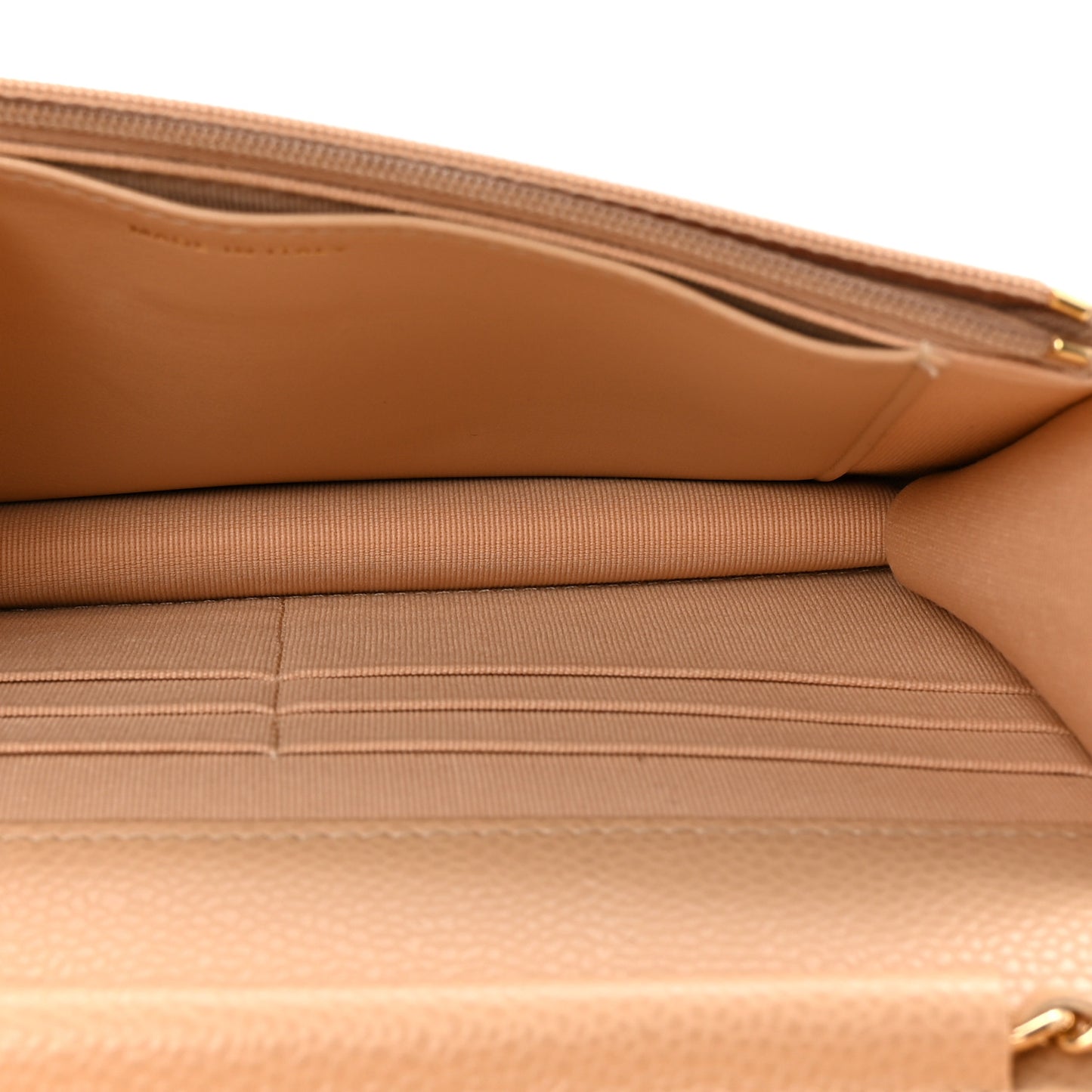 Caviar Quilted Wallet on Chain WOC Beige