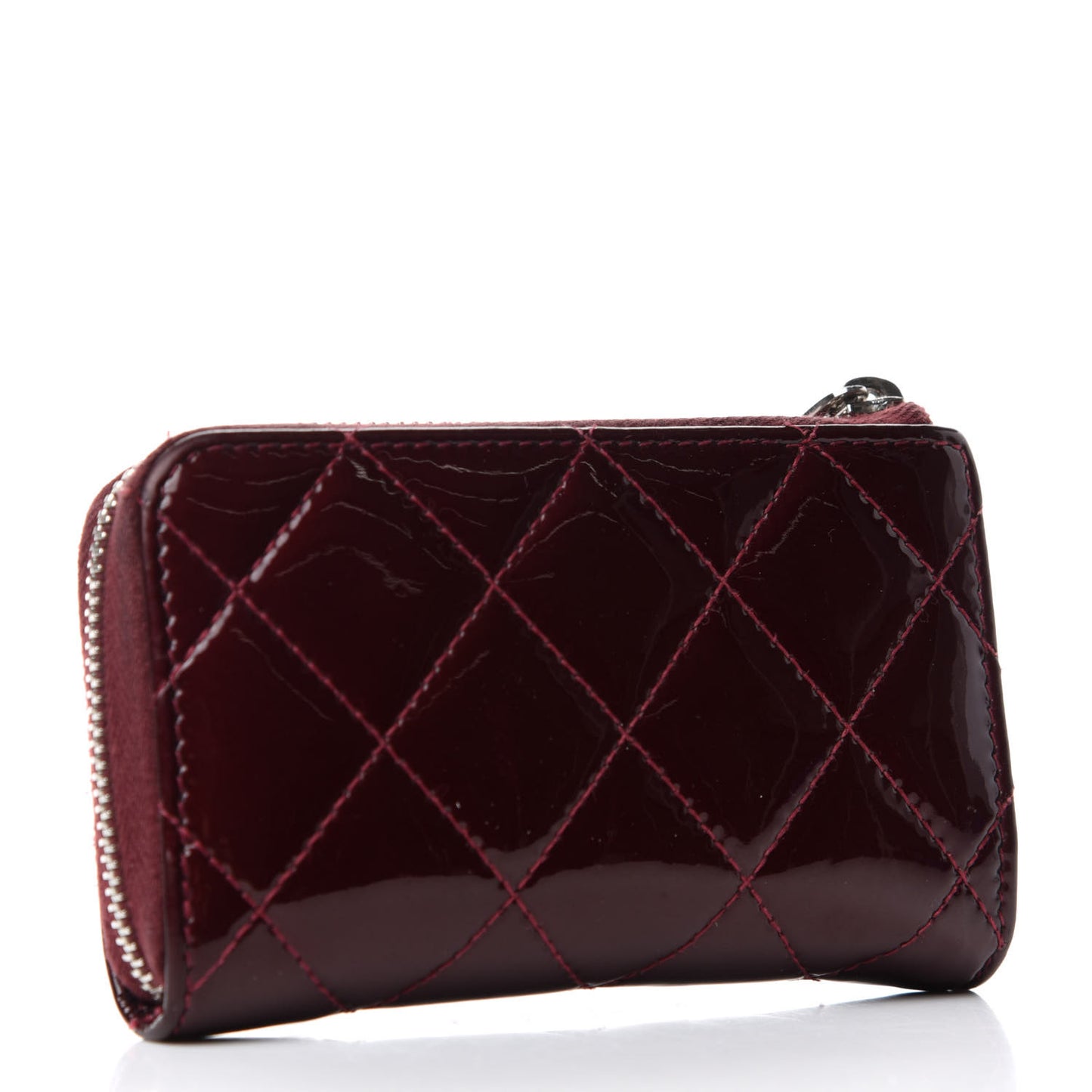 Patent Quilted Brilliant Key Holder Case Light Burgundy