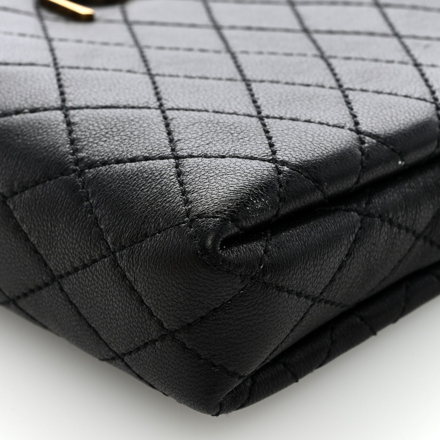 Lambskin Quilted Gaby Zipped Pouch Black