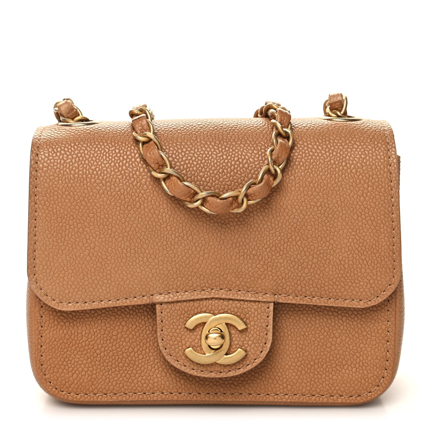 Chanel Grained Calfskin Mini Square Classic Pure Flap Brown 1 of 11