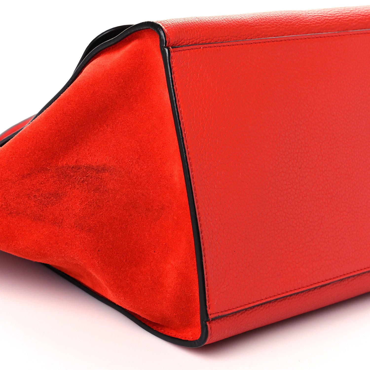 Celine Drummed Calfskin Suede Medium Trapeze Vermillion 8 of 12