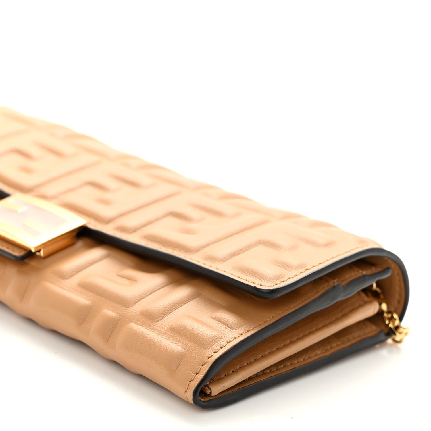 Fendi Nappa Matisse FF Embossed Continental Wallet On Chain Miele Scuro 11 of 11
