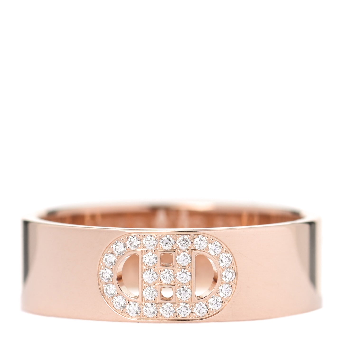18K Rose Gold Diamond PM H D'Ancre Ring 50 5.25