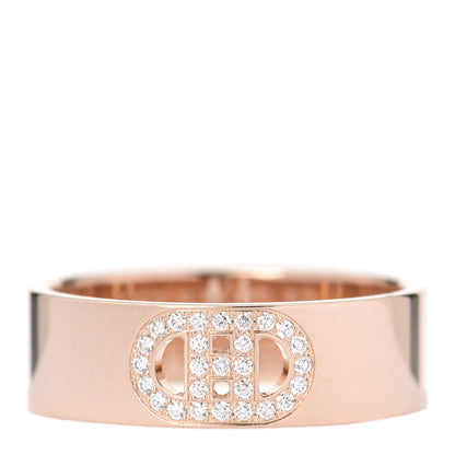 Hermes 18K Rose Gold Diamond PM H D'Ancre Ring 50 5.25 1 of 5