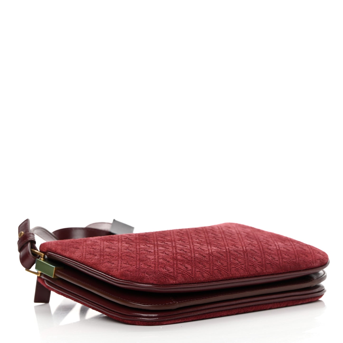 Suede All-Over Monogram Crossbody Burgundy