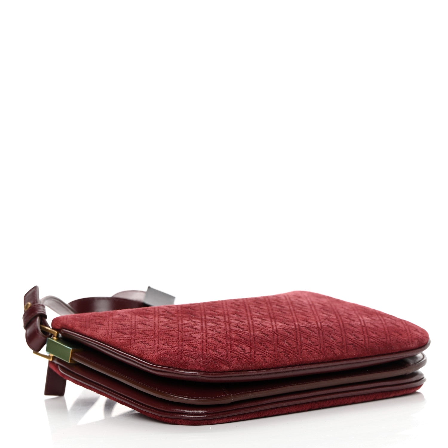 Saint Laurent Suede All-Over Monogram Crossbody Burgundy 4 of 11