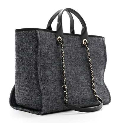 Chanel Woven Straw Raffia Medium Deauville Tote Grey 3 of 10