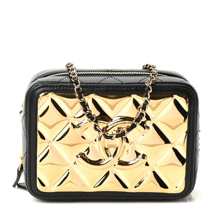 Chanel Lambskin Quilted Golden Plate Clutch With Chain Black 1 of 11