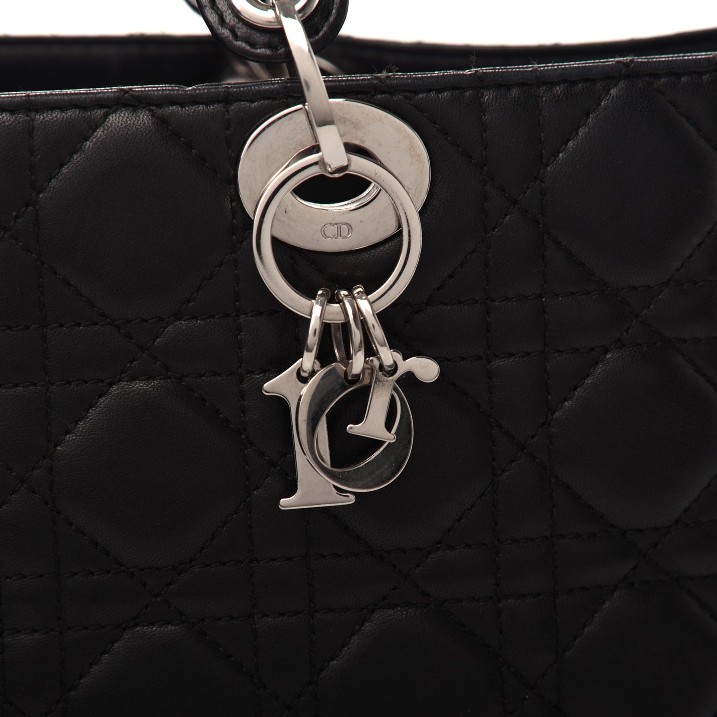 Lambskin Cannage Large Lady Dior Shopper Tote Black