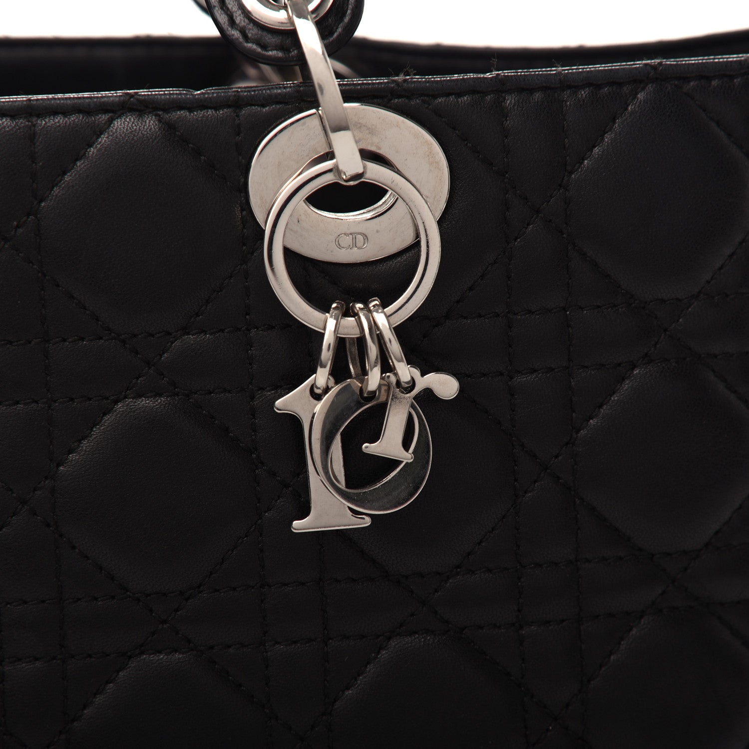 Christian Dior Lambskin Cannage Large Lady Dior Shopper Tote Black 10 of 11