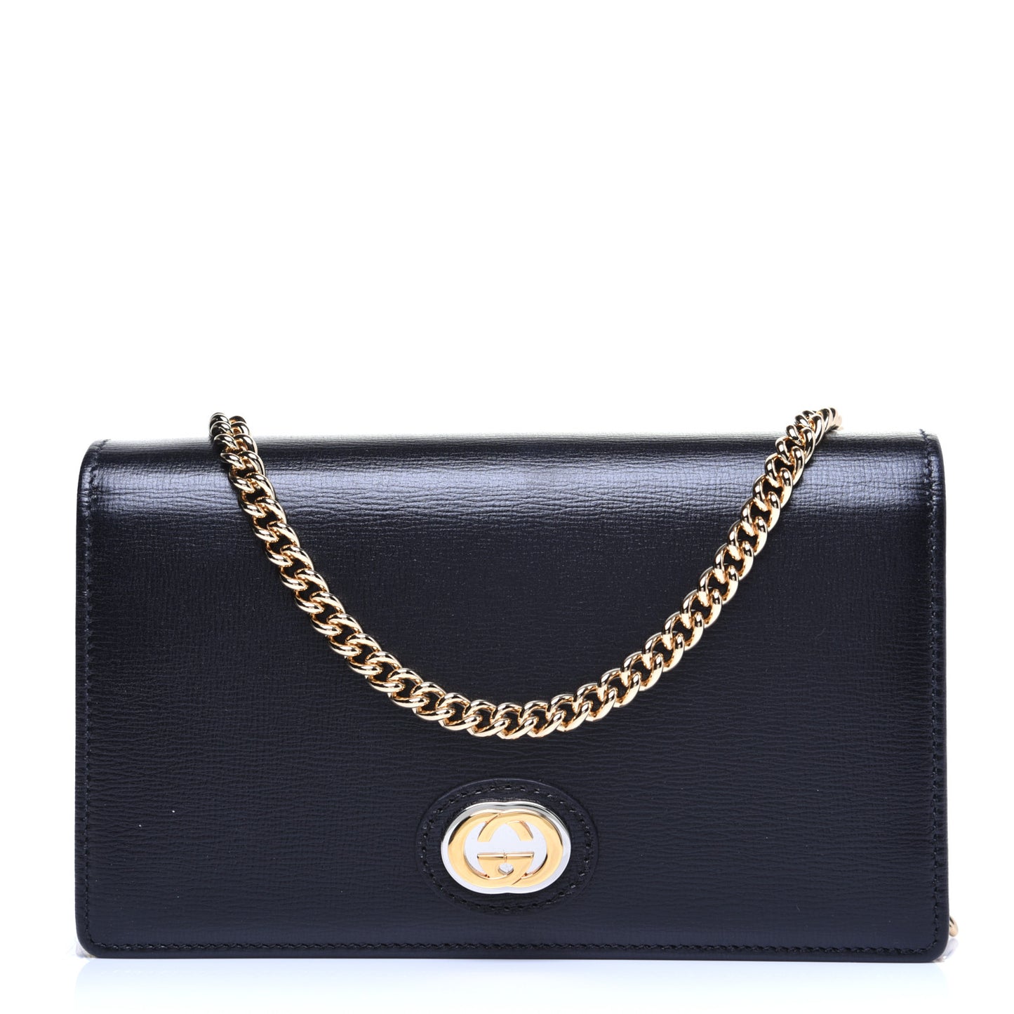 Azalea Calfskin Marina Chain Wallet Black
