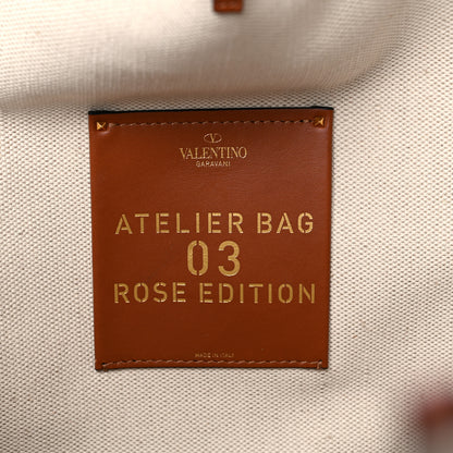 Valentino Garavani Canvas Atelier 03 Rose Edition Large Tote Bag Naturale Saddle Brown 7 of 9
