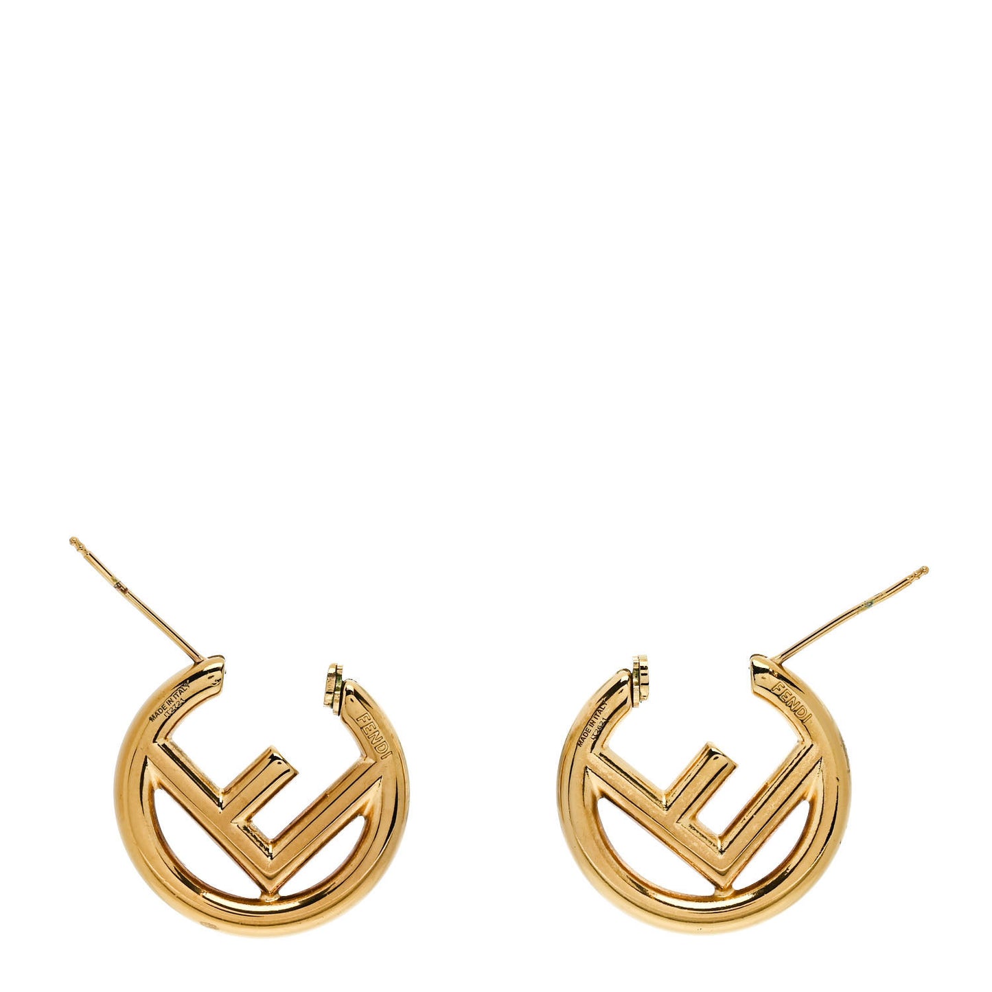 Metal FF Hoop Earrings Gold