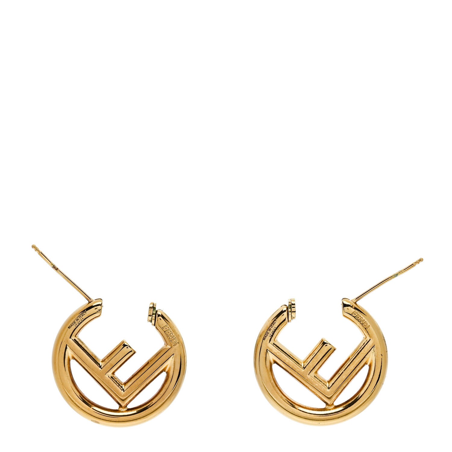 Fendi Metal FF Hoop Earrings Gold 3 of 4