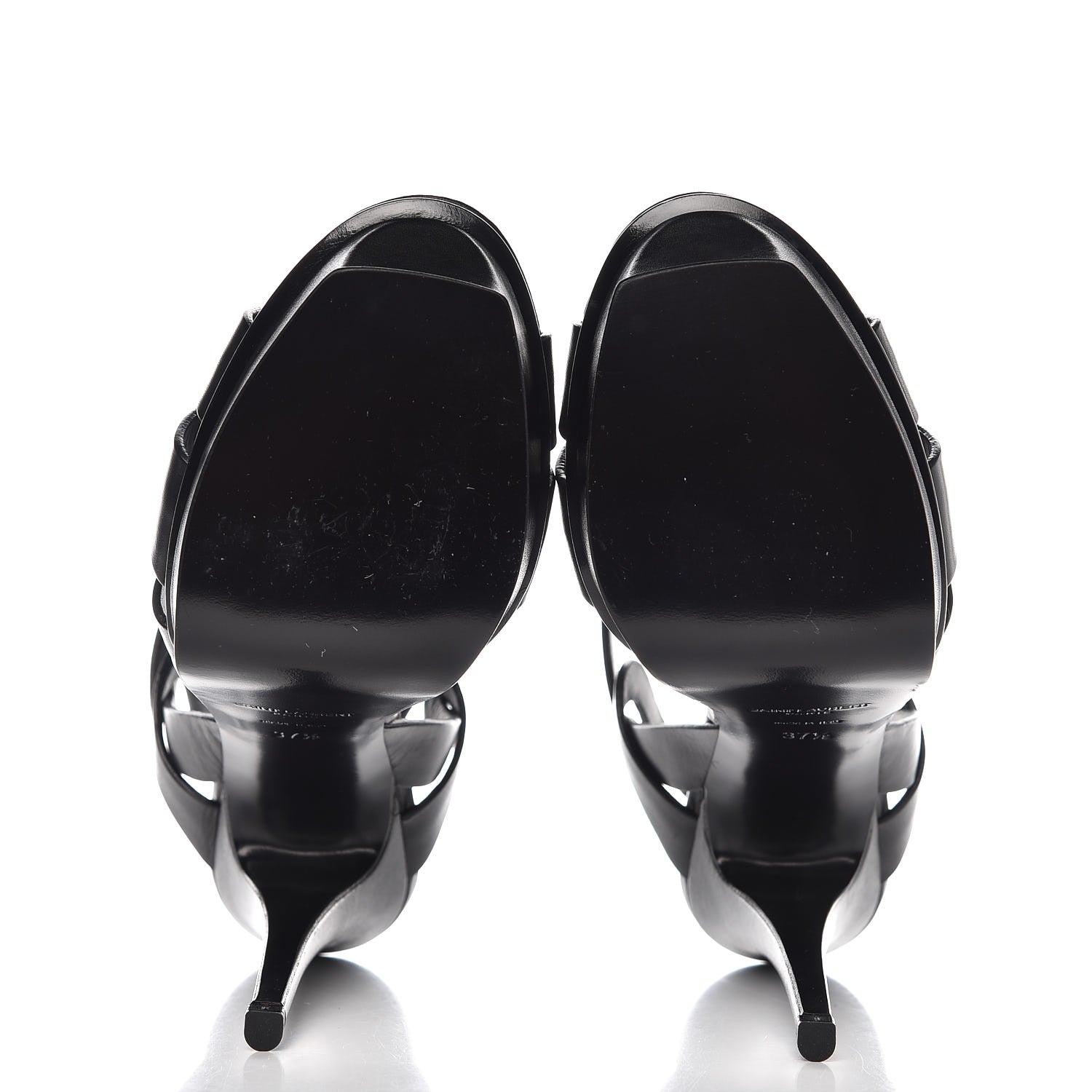 Saint Laurent Calfskin Tribute 105 Platform Sandals 37.5 Black 5 of 10
