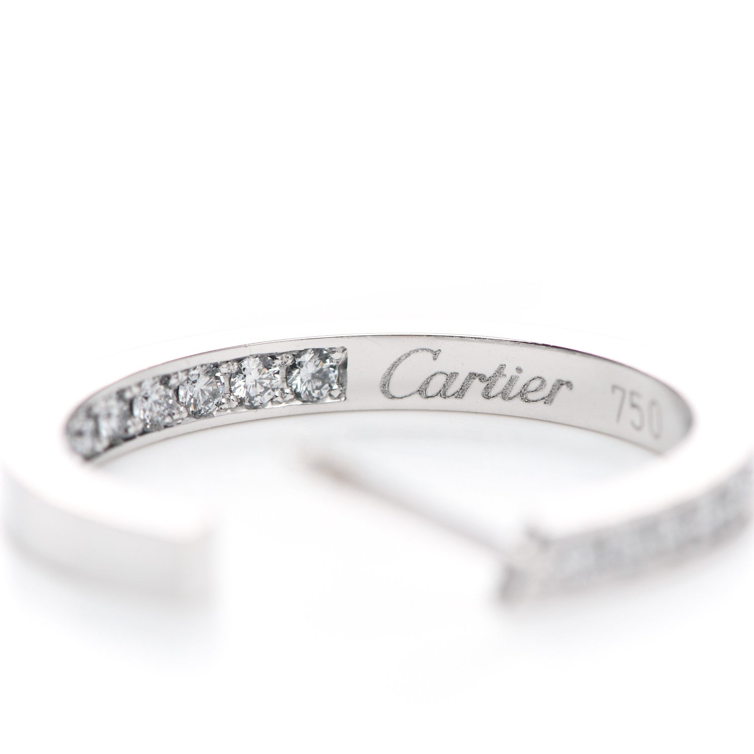 Cartier 18K White Gold Diamond MM Inside Out Hoop Earrings 4 of 7