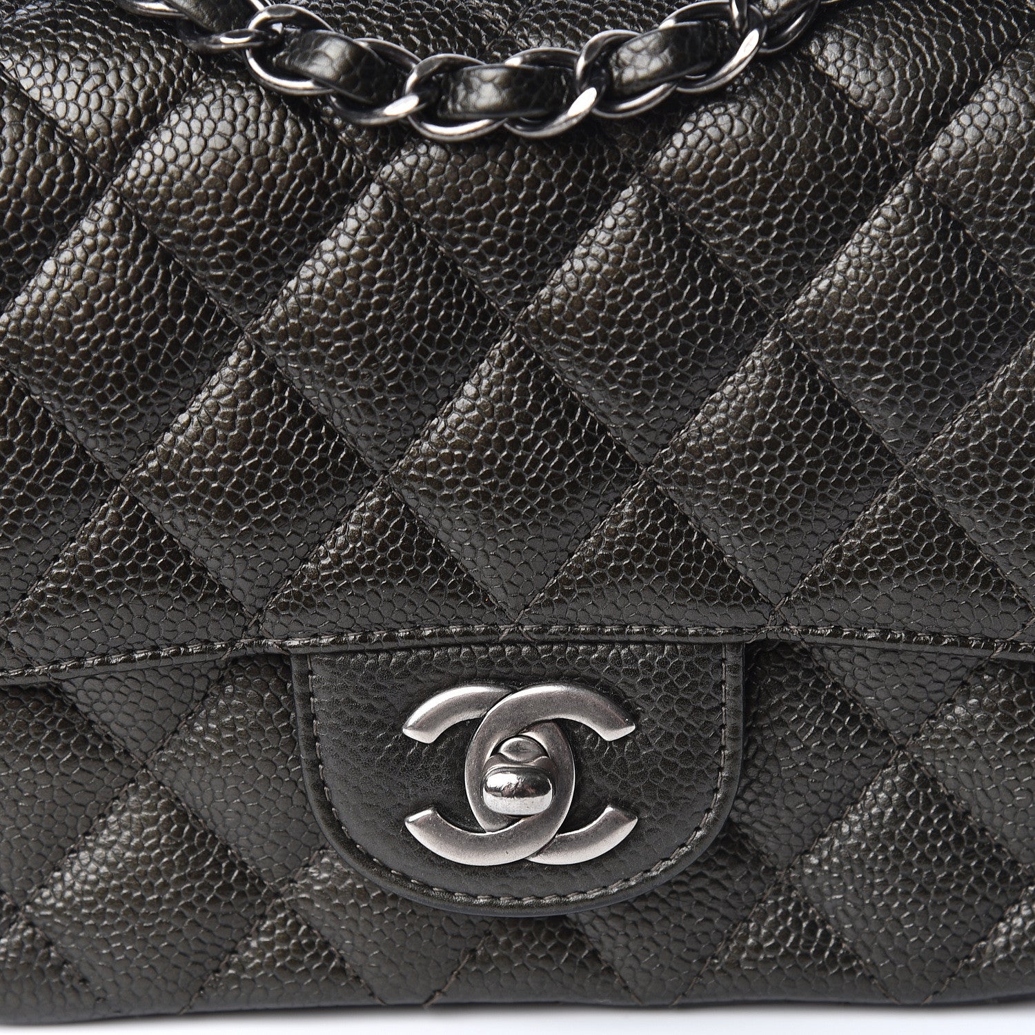 Chanel Metallic Caviar Quilted Mini Square Flap Dark Charcoal 8 of 10