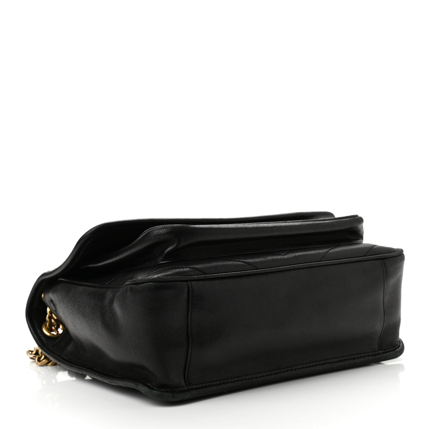 Lambskin Matelasse Monogram Medium Niki Chain Satchel Black