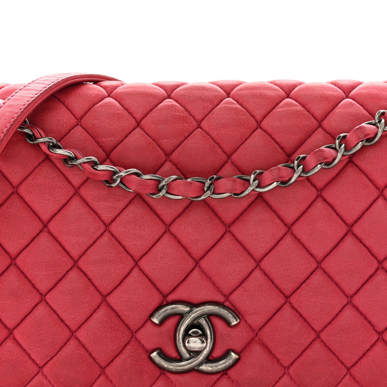 Chanel Iridescent Calfskin Small New Bubble Quilt Flap Fuchsia 8 of 16
