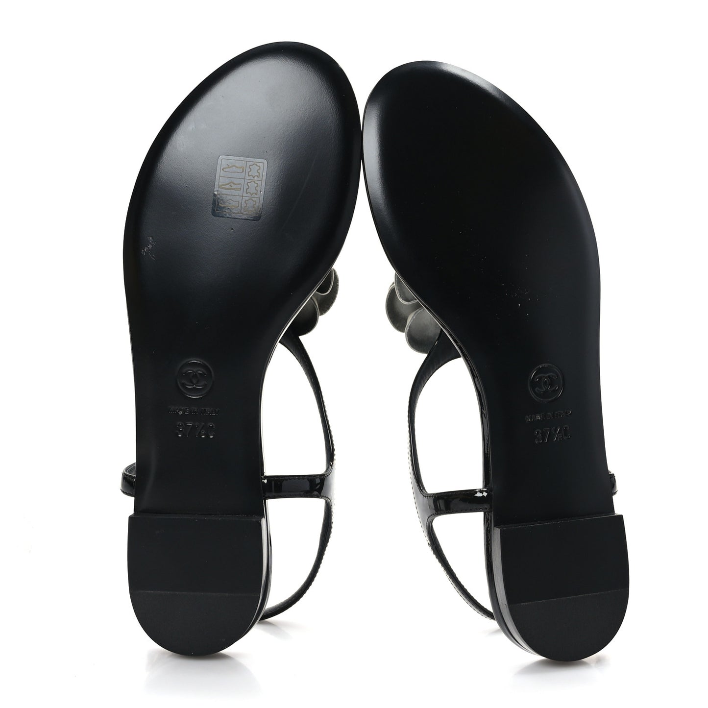 Lambskin Camellia Thong Sandals 37.5 Black