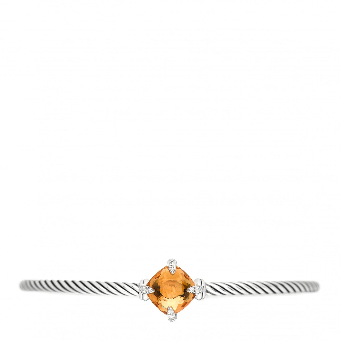 Sterling Silver Citrine Diamond 3mm Chatelaine Bracelet