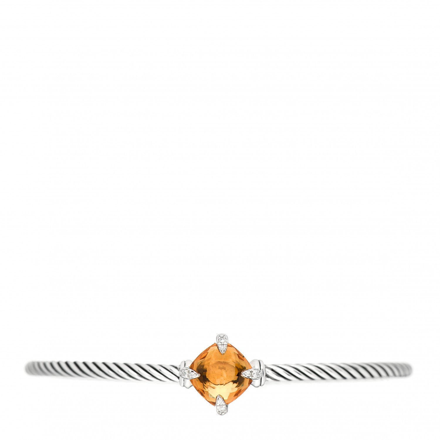 David Yurman Sterling Silver Citrine Diamond 3mm Chatelaine Bracelet 1 of 4