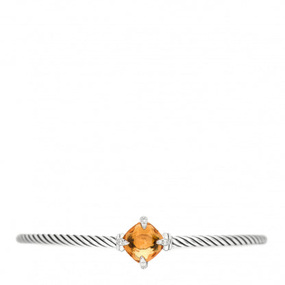 David Yurman Sterling Silver Citrine Diamond 3mm Chatelaine Bracelet 1 of 4