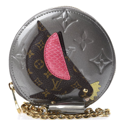 Louis Vuitton Vernis Animania Coq Rooster Round Coin Purse Gris Art Deco 1 of 6