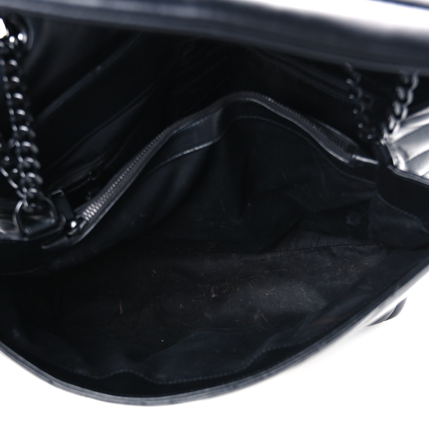 Calfskin Y Quilted Monogram Monochrome Large Loulou Chain Satchel Black