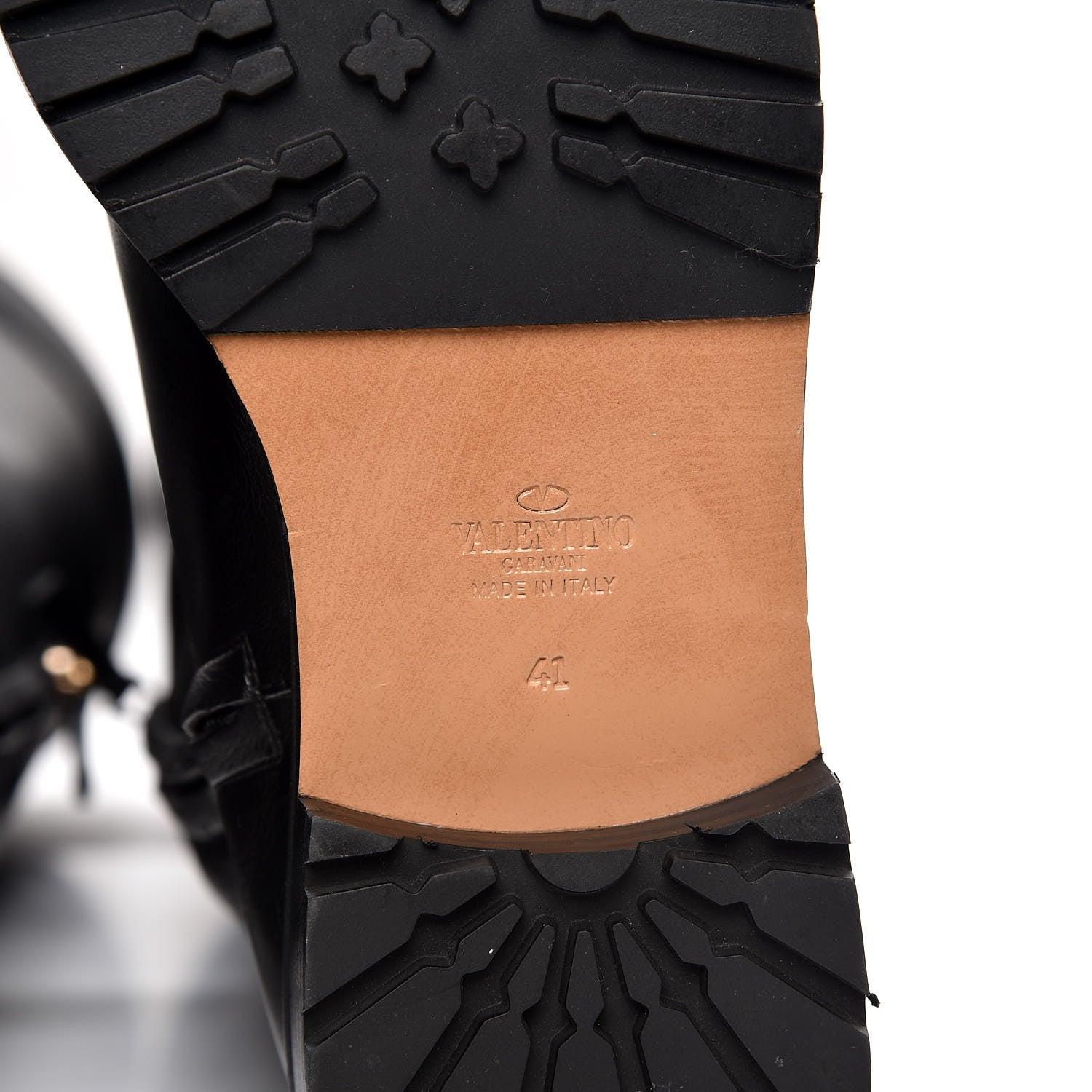 Valentino Garavani Calfskin Knee High Buckle Boots 41 Black 6 of 7
