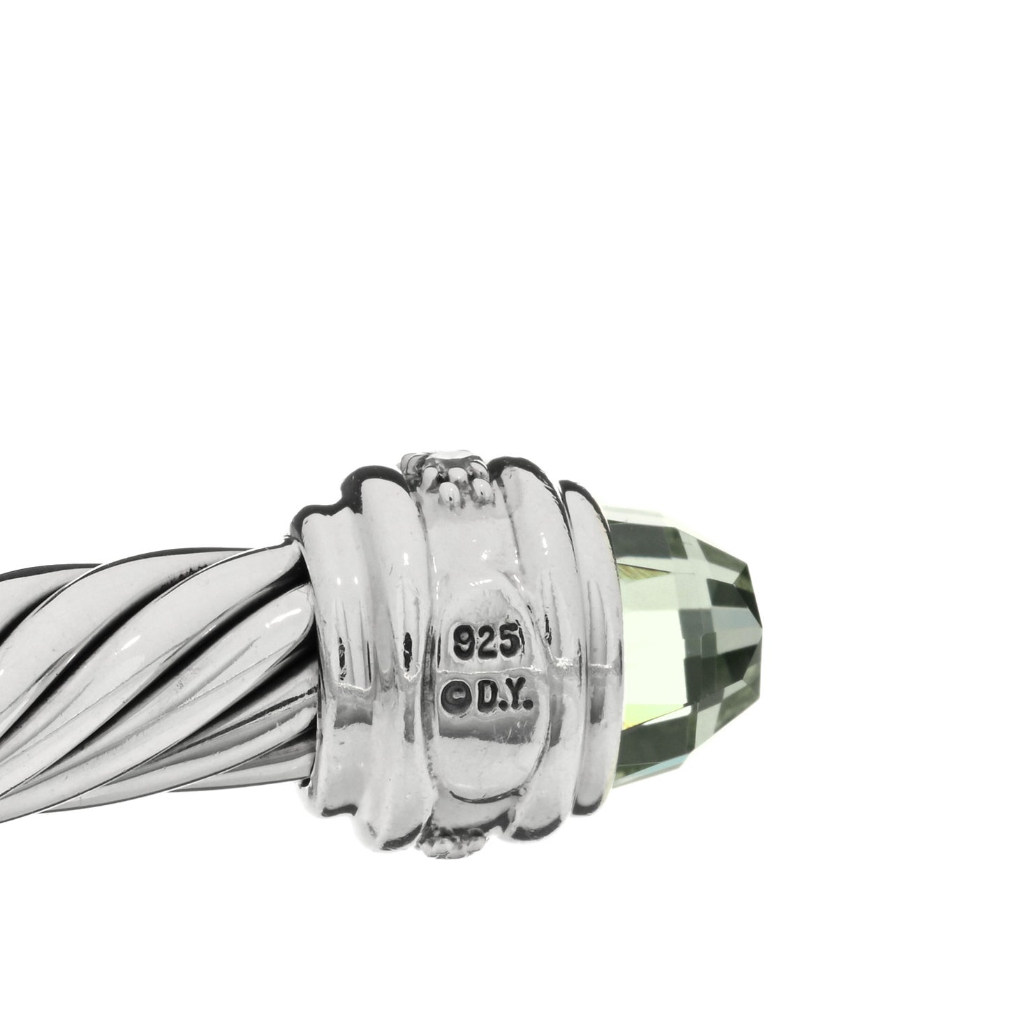 Sterling Silver Diamond Prasiolite 7mm Cable Classics Bracelet
