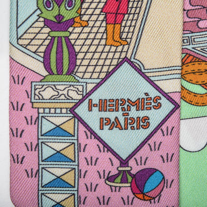 Hermes Silk La Maizeon des Carrés Twilly Aqua Vert d Eau Rose 5 of 10
