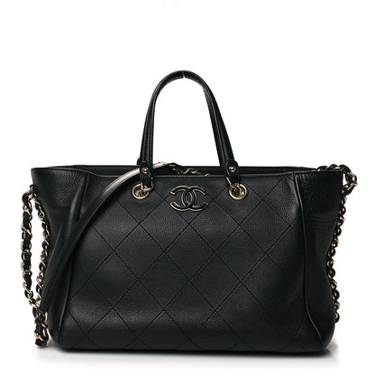 Chanel Bullskin Stitched Small Shopping Tote Black 1 of 10