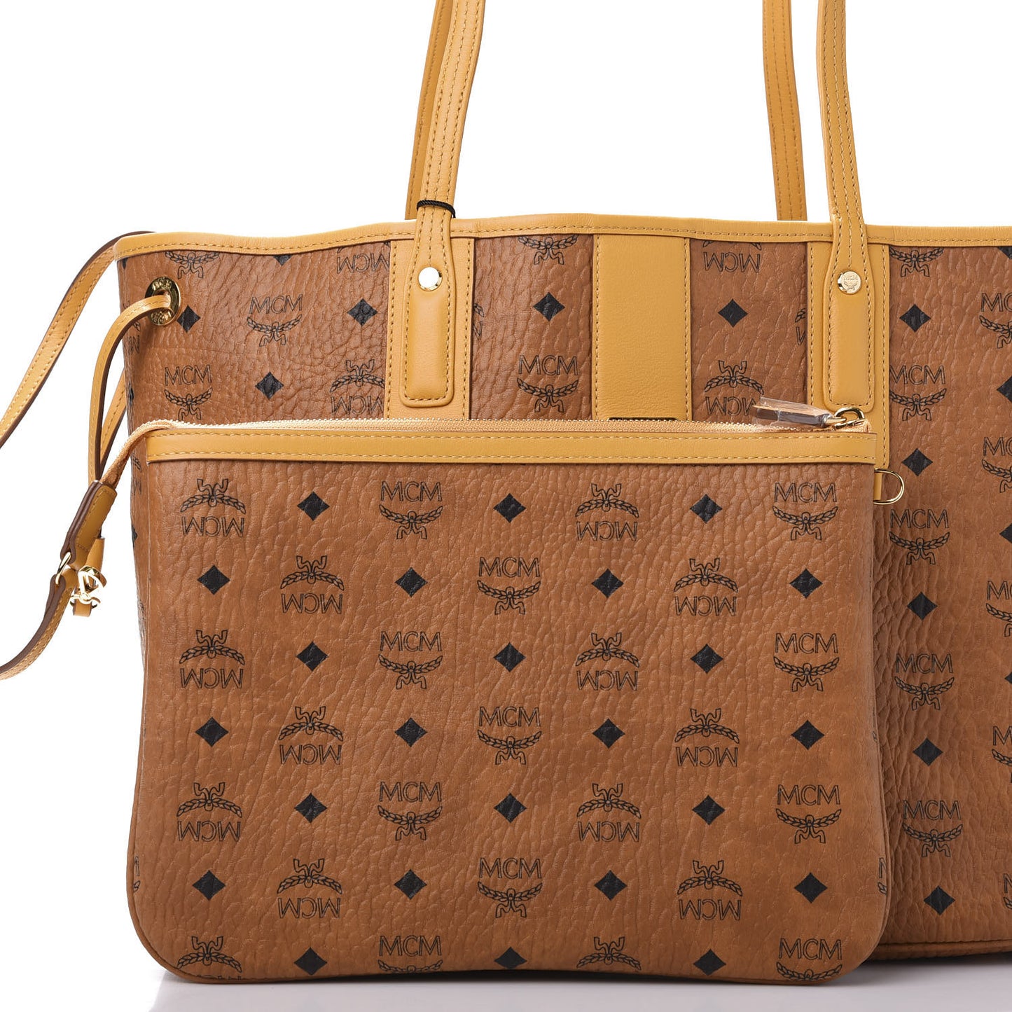 Visetos Medium Liz Reversible Shopper Tote Cognac Yellow