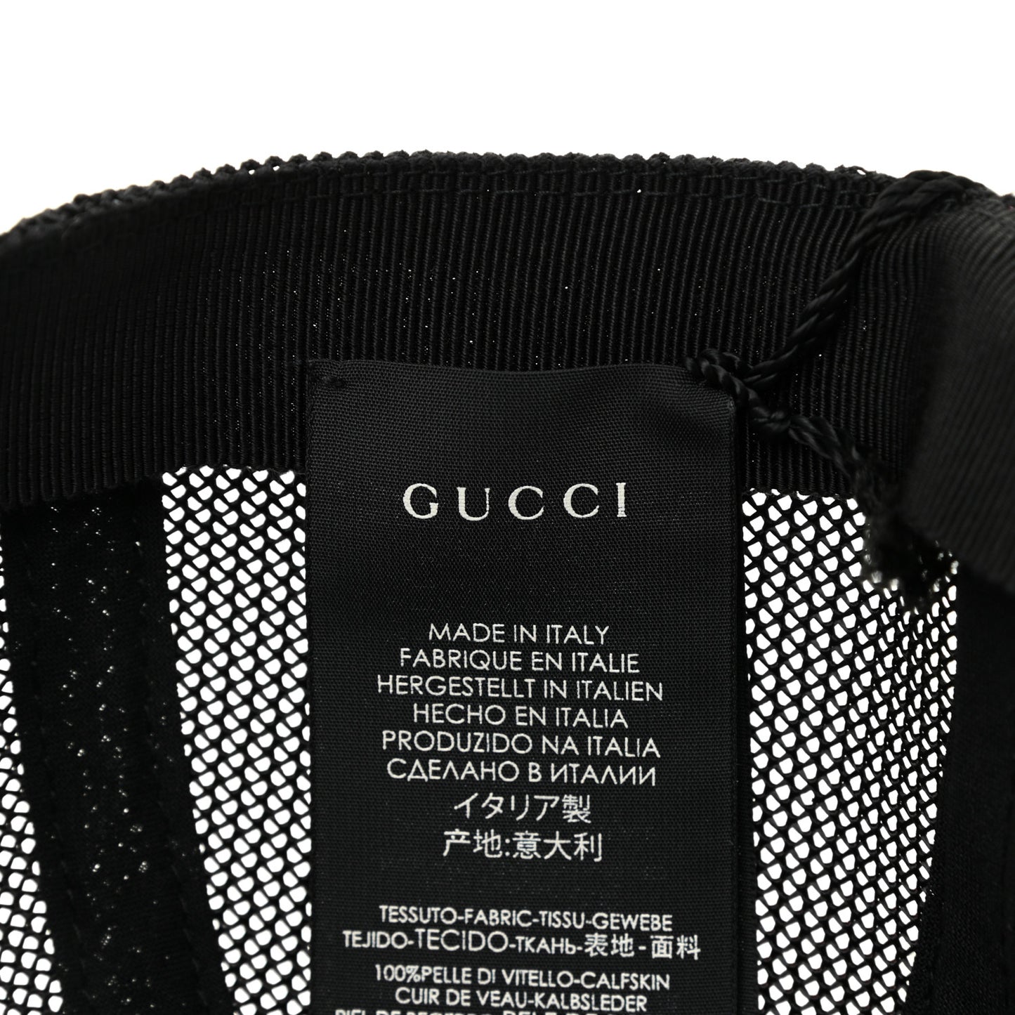 Grained Calfskin Logo Baseball Hat L Black