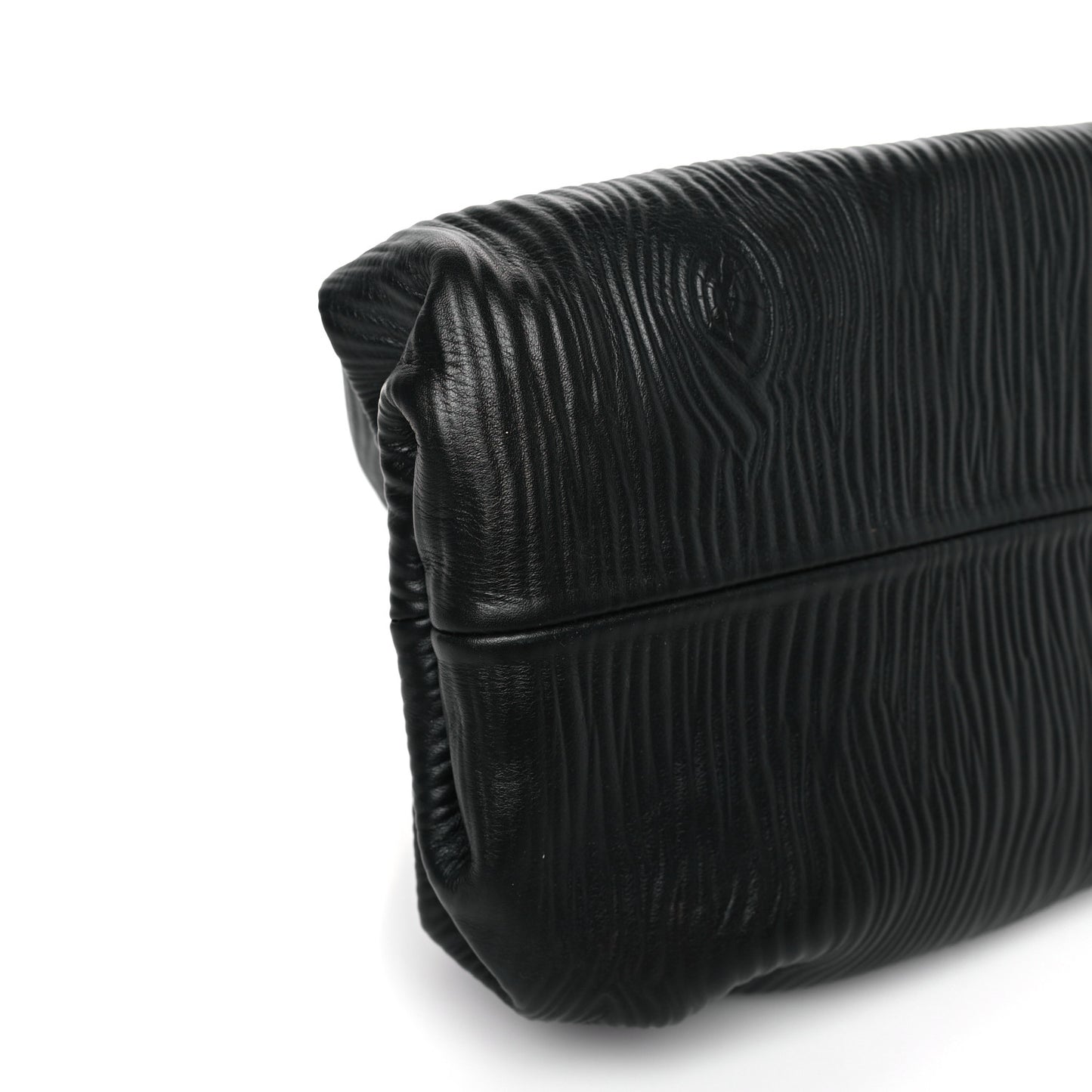 Bark Calfskin Embossed The Pouch Oversized Clutch Black