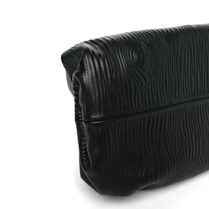 Bottega Veneta Bark Calfskin Embossed The Pouch Oversized Clutch Black 8 of 9