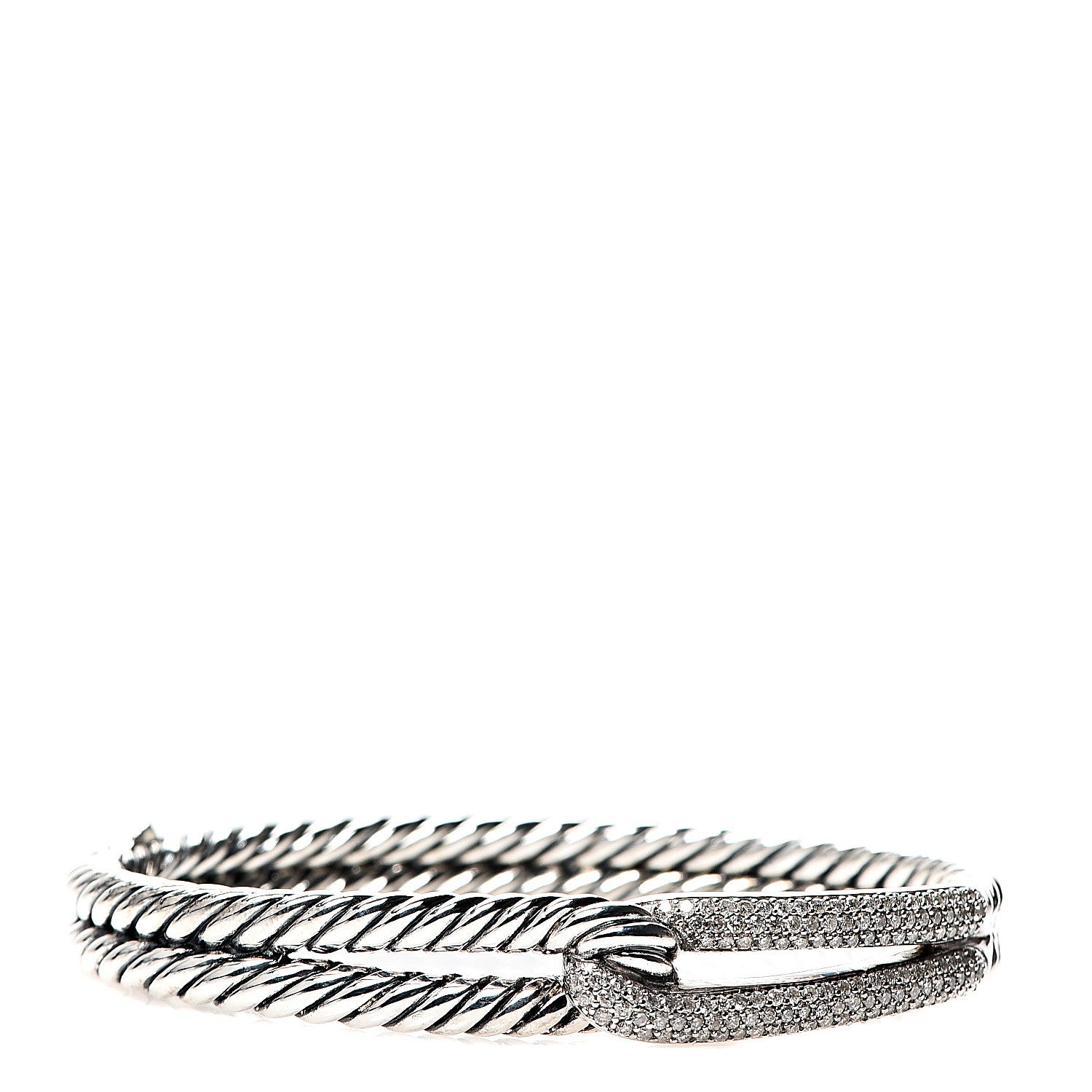 David Yurman Sterling Silver Diamond Pave 10mm Single Loop Labyrinth Bracelet 1 of 5