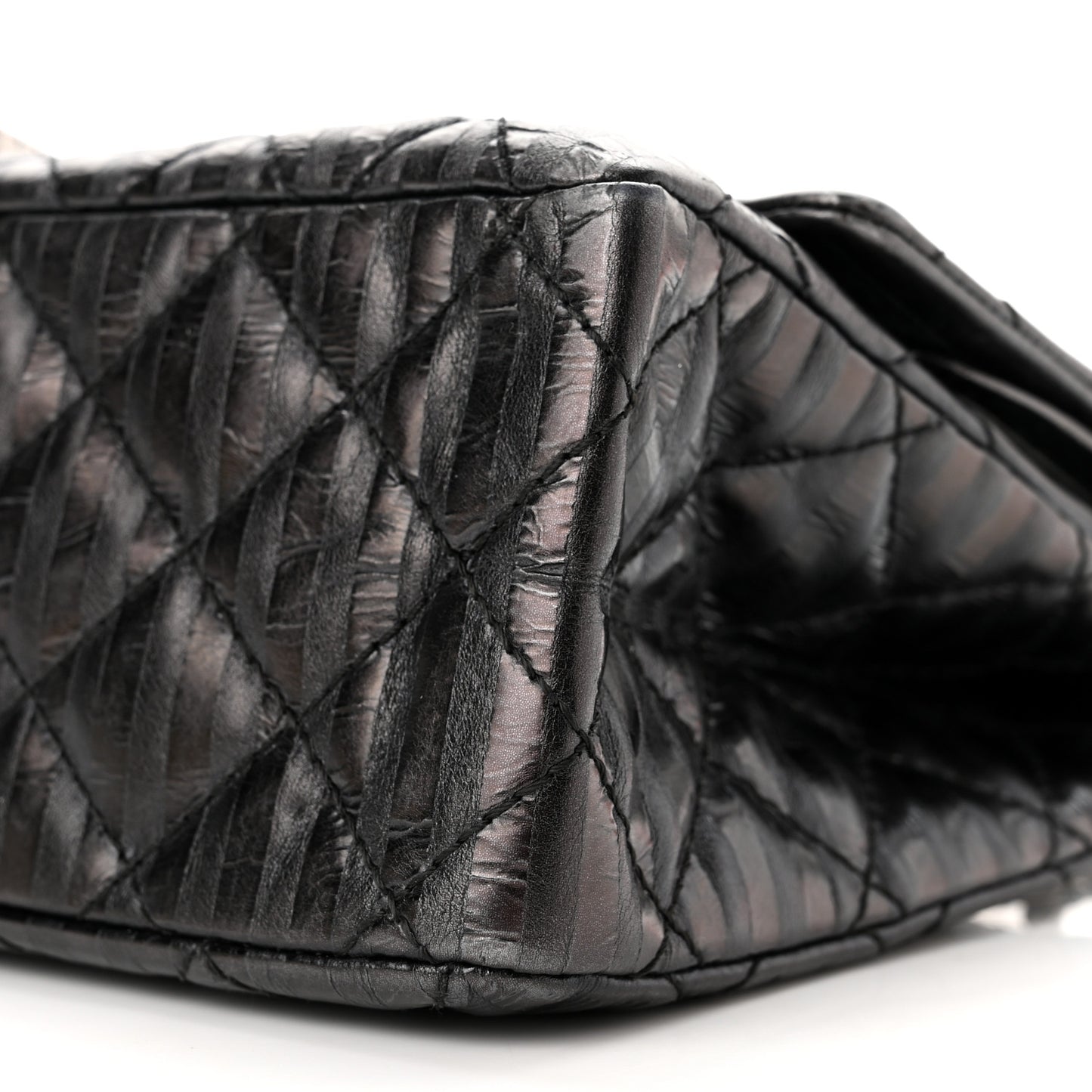 Metallic Calfskin Striped 2.55 Reissue 226 Flap Black