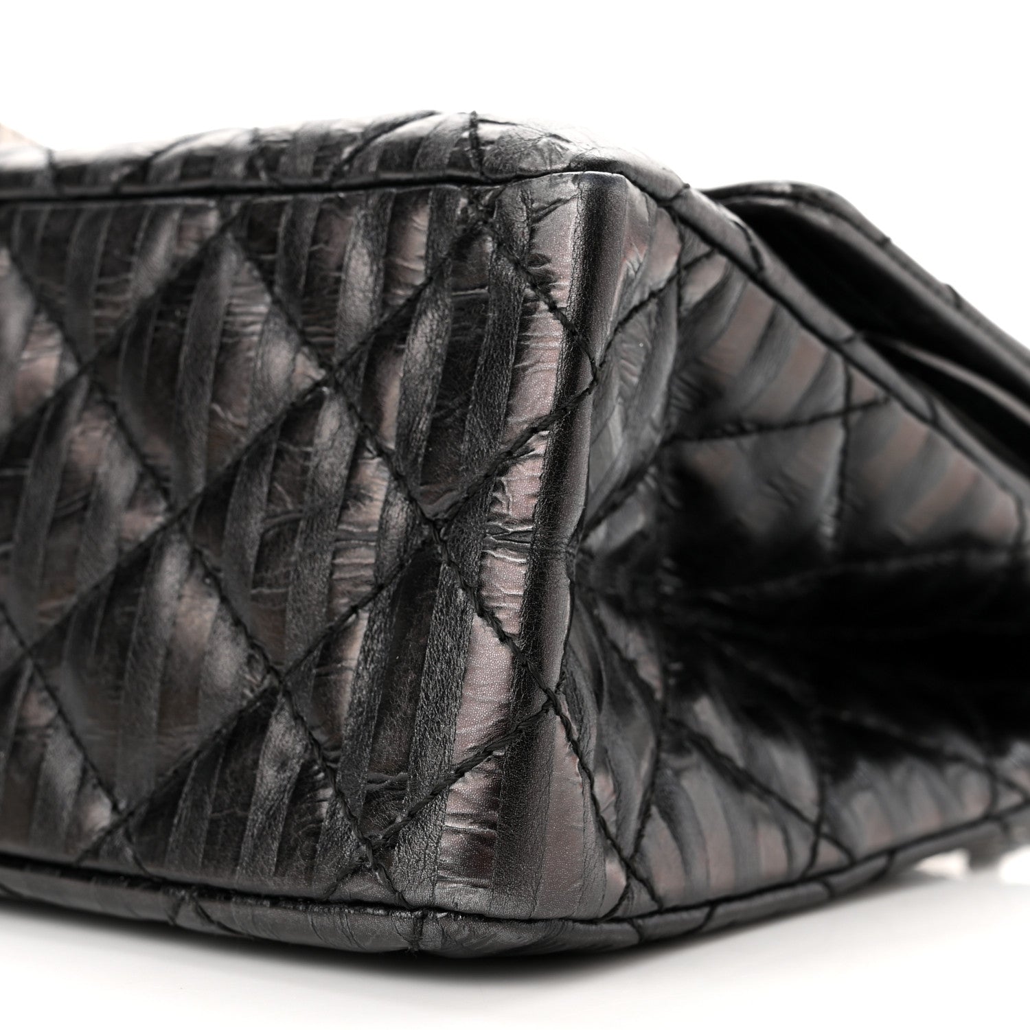 Chanel Metallic Calfskin Striped 2.55 Reissue 226 Flap Black 9 of 9